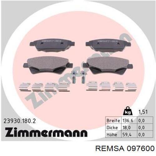 Гальмівні колодки Remsa 097600 ціна, від 24.95 USD