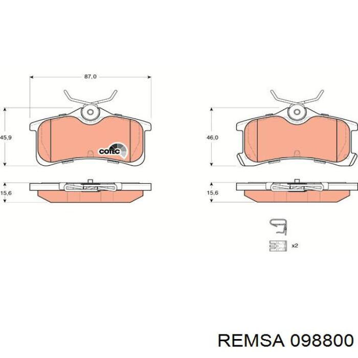 Купити 098800 Remsa Колодки гальмівні передні, дискові