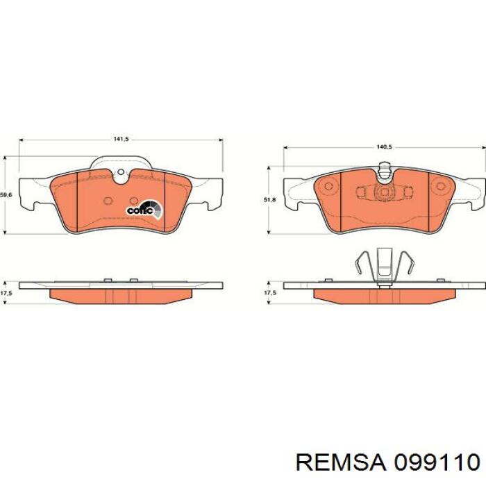 Купити 099110 Remsa Задні колодки