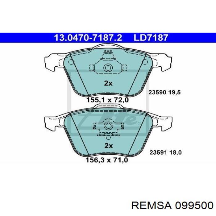 Передні тормозні колодки 099500 Remsa