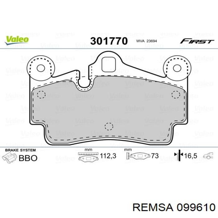 Задні дискові колодки Remsa 099610