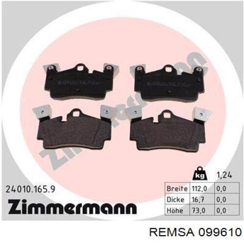 Задні гальмівні колодки Remsa 099610 ціна, від 36.14 USD