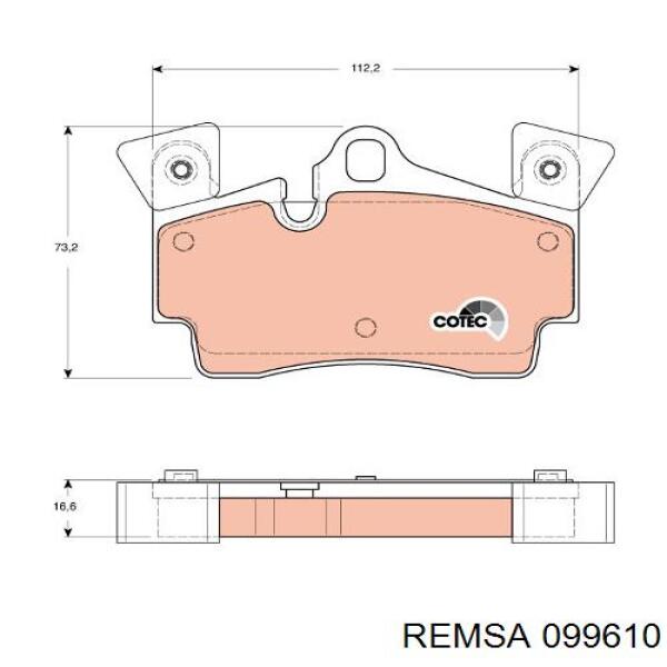 Купити 099610 Remsa Задні колодки