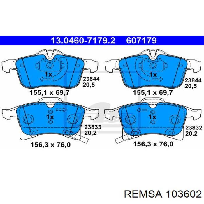 Гальмівні колодки Remsa 103602 ціна, від 24.40 USD
