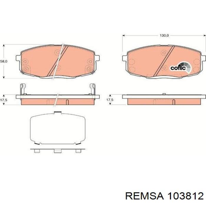 Передні тормозні колодки 103812 Remsa