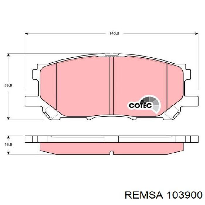 Передні тормозні колодки 103900 Remsa