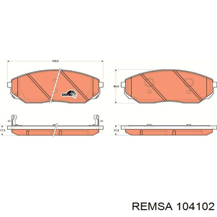Передні тормозні колодки 104102 Remsa