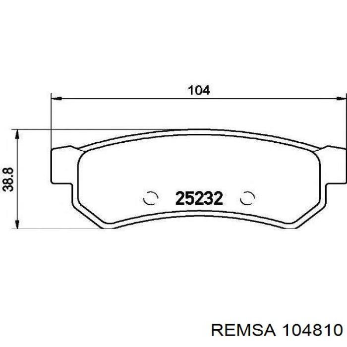 Задні гальмівні колодки 104810 Remsa