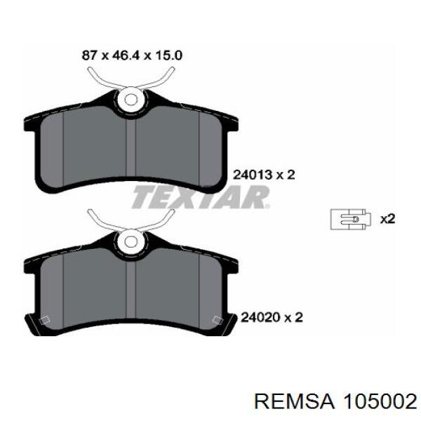 105002 Remsa колодки гальмові задні, дискові