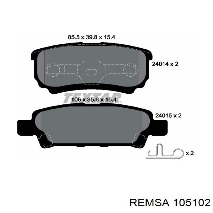 Колодки гальмові задні, дискові 105102 Remsa