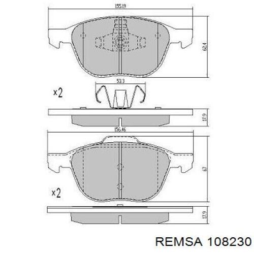 Передні тормозні колодки 108230 Remsa