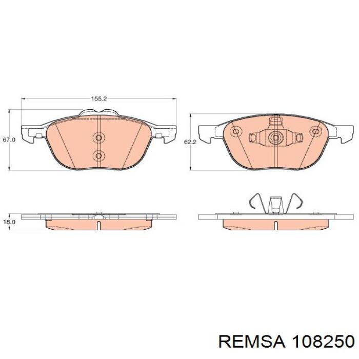108250 Remsa колодки гальмівні передні, дискові