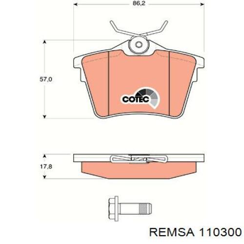 Задні гальмівні колодки Remsa 110300 ціна, від 25.12 USD