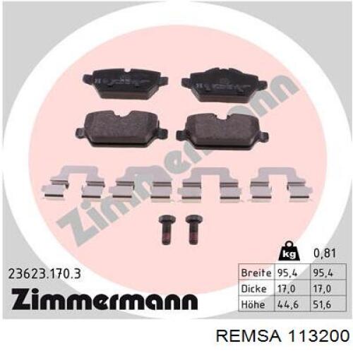 Задні дискові колодки Remsa 113200