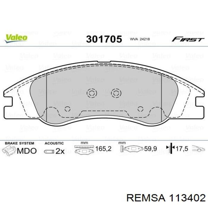 Передні тормозні колодки 113402 Remsa