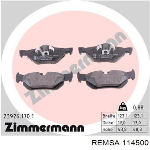 Задні гальмівні колодки Remsa 114500 ціна, від 27.61 USD