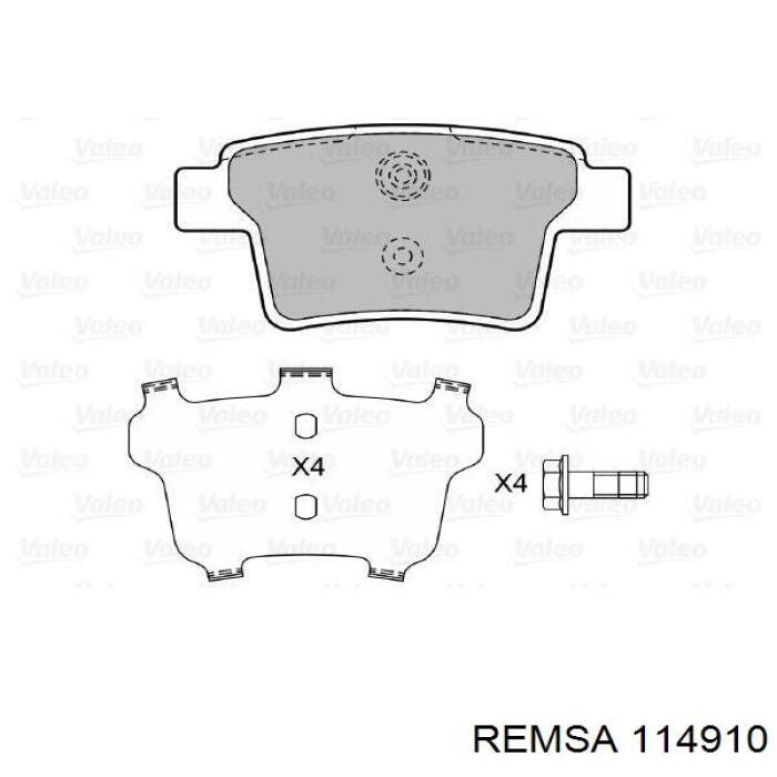 Задні гальмівні колодки Remsa 114910 ціна, від 20.01 USD