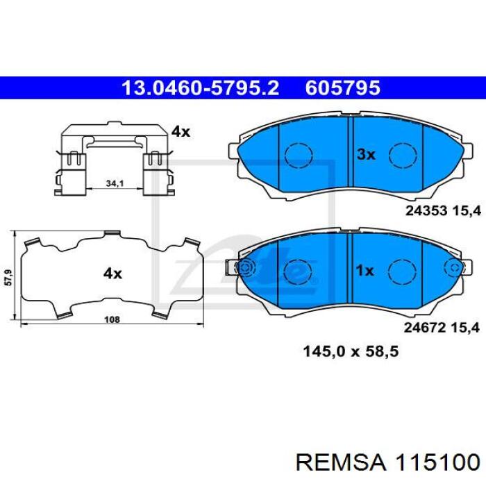 Купити 115100 Remsa Колодки гальмівні передні, дискові