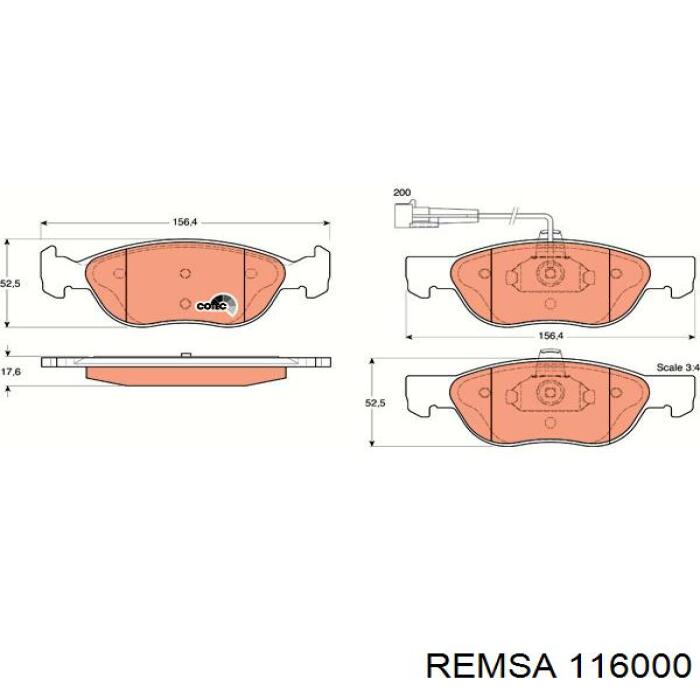 Задні гальмівні колодки 116000 Remsa