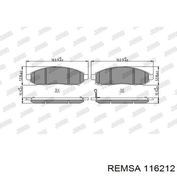 Купити 116212 Remsa Колодки гальмівні передні, дискові