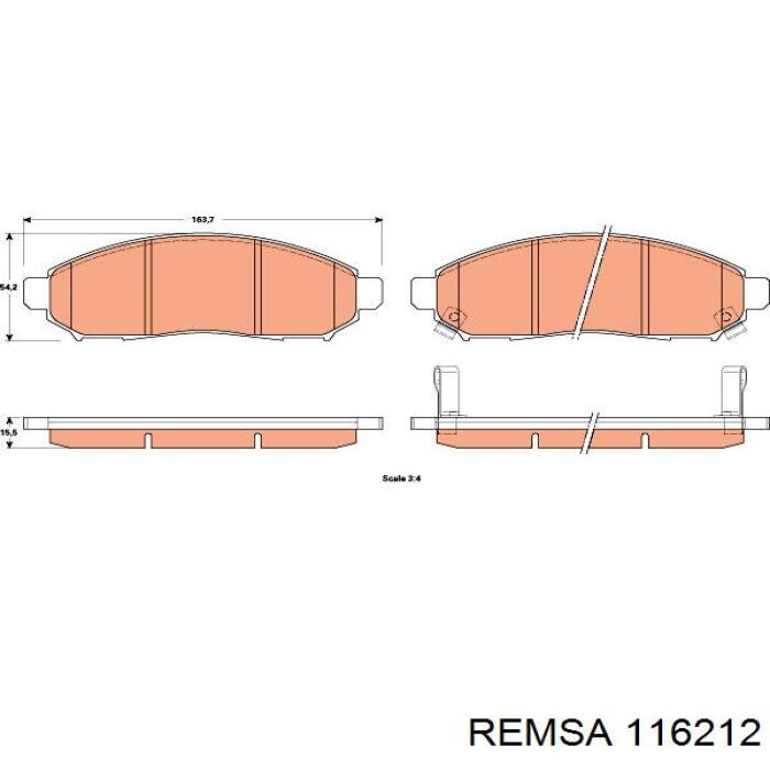 Передні тормозні колодки 116212 Remsa