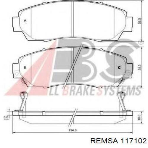 Гальмівні колодки Remsa 117102 ціна, від 30.37 USD