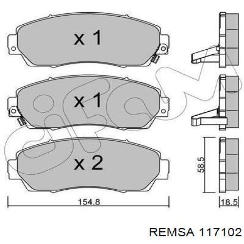 Купити 117102 Remsa Колодки гальмівні передні, дискові