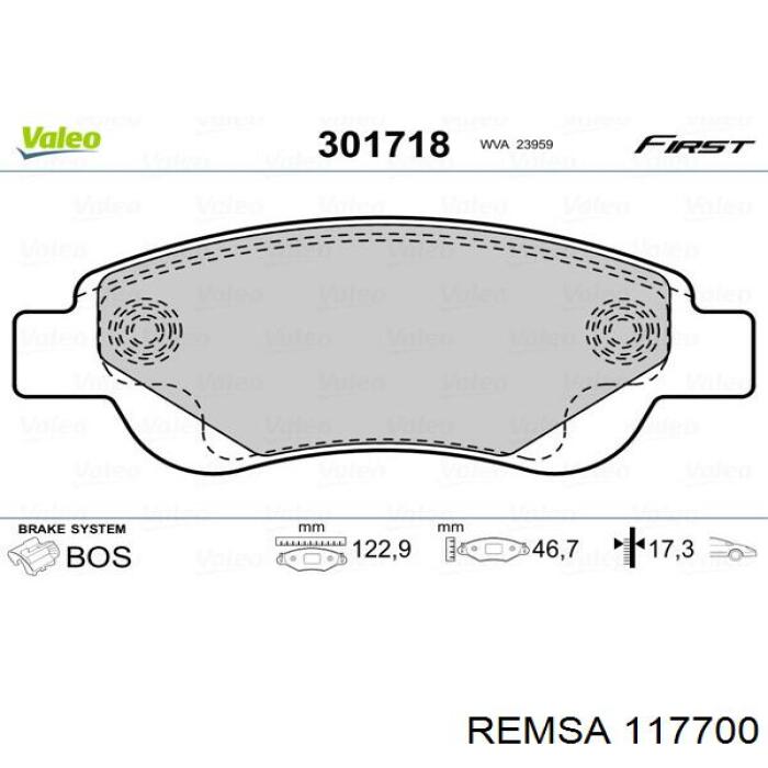 Передні тормозні колодки 117700 Remsa