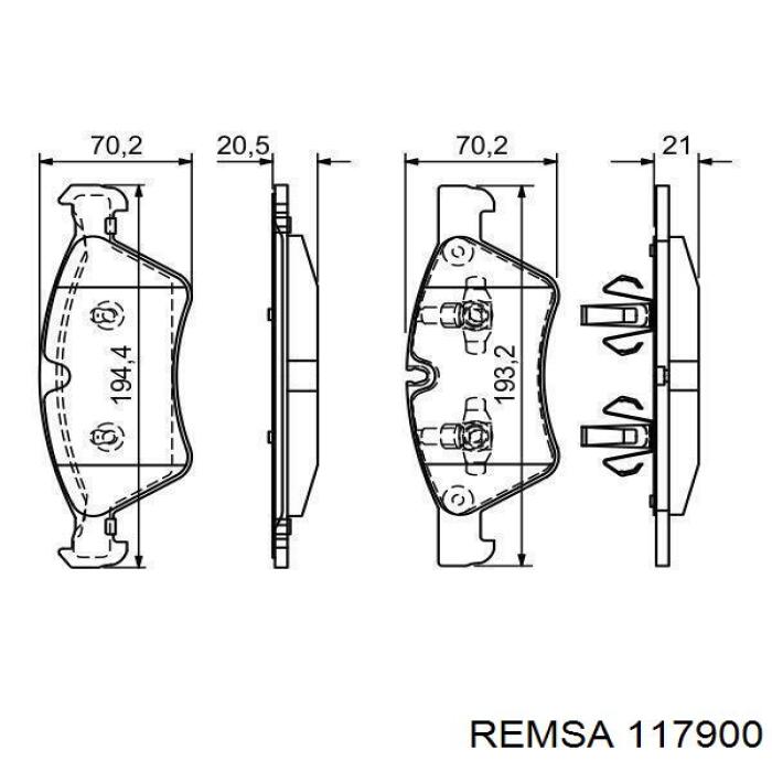 Гальмівні колодки Remsa 117900 ціна, від 36.79 USD