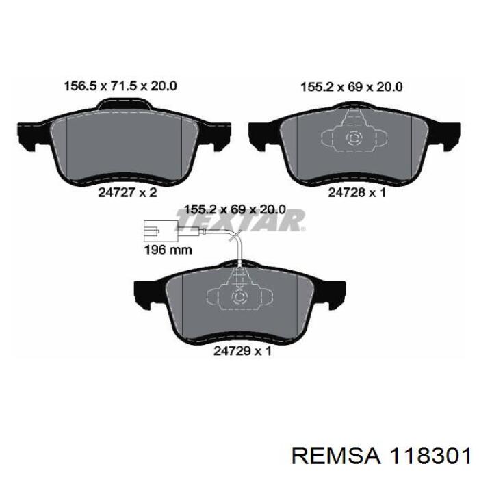 Передні тормозні колодки 118301 Remsa