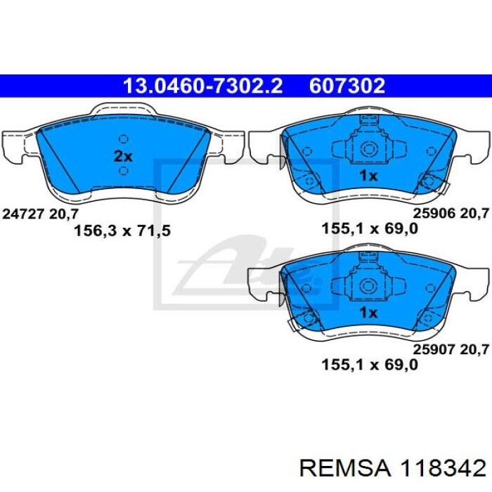 Передні тормозні колодки 118342 Remsa