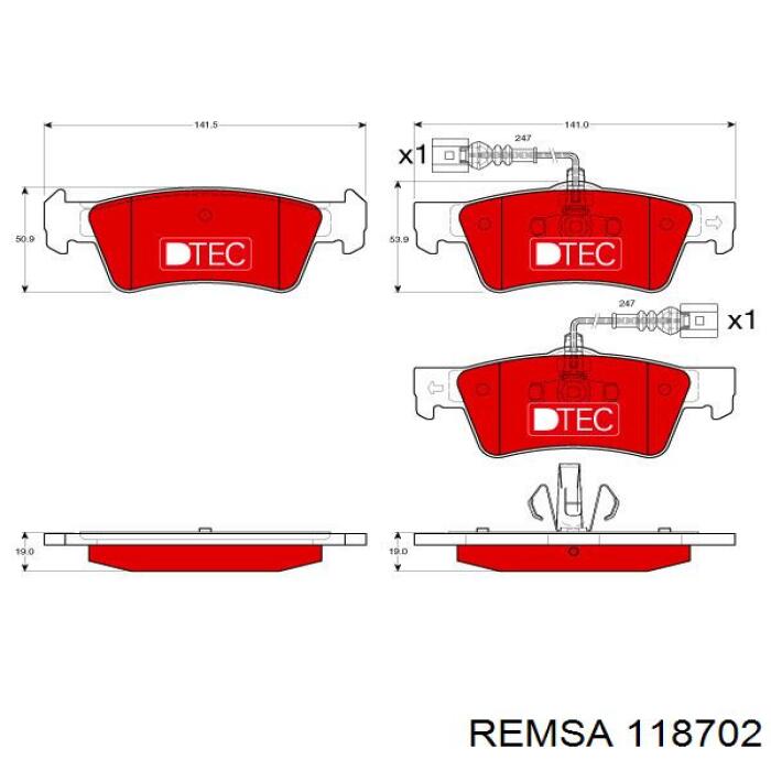 Задні гальмівні колодки Remsa 118702 ціна, від 33.19 USD
