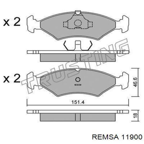 Колодки гальмівні передні, дискові 11900 Remsa