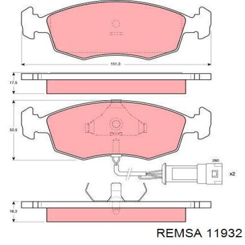 Колодки гальмівні передні, дискові 11932 Remsa