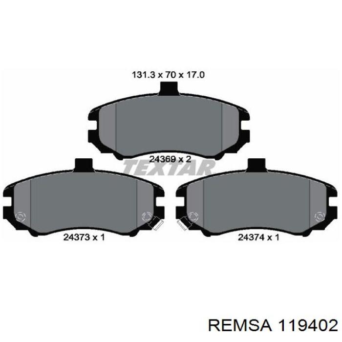 Колодки гальмівні передні, дискові 119402 Remsa