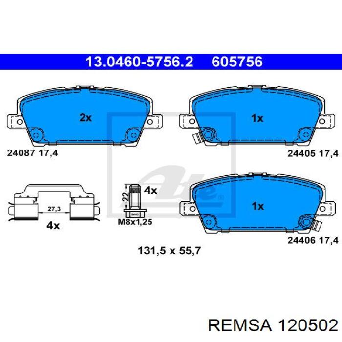120502 Remsa колодки гальмівні передні, дискові