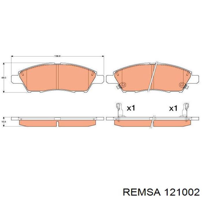 121002 Remsa колодки гальмівні передні, дискові