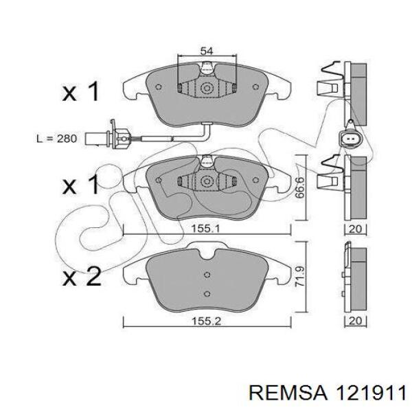 Колодки гальмівні передні, дискові 121911 Remsa