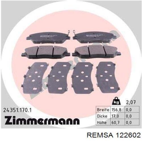 Передні тормозні колодки 122602 Remsa