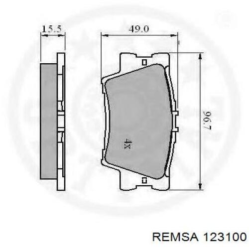 Задні гальмівні колодки 123100 Remsa
