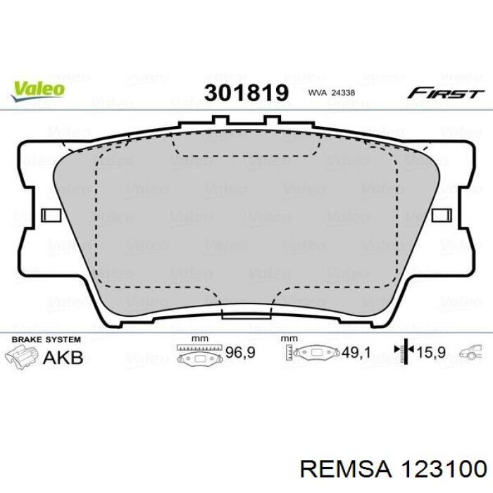 Задні гальмівні колодки Remsa 123100 ціна, від 20.61 USD