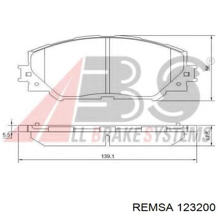 Гальмівні колодки Remsa 123200 ціна, від 27.34 USD
