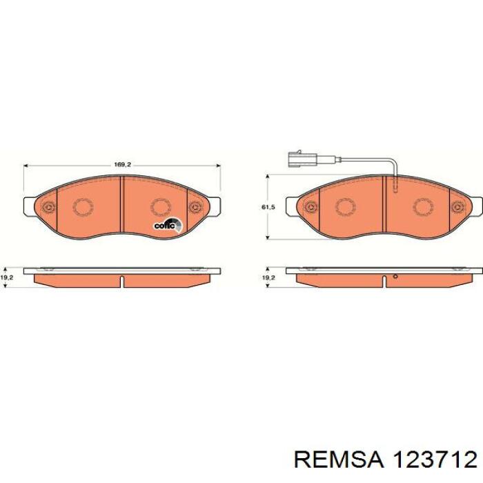 123712 Remsa колодки гальмівні передні, дискові
