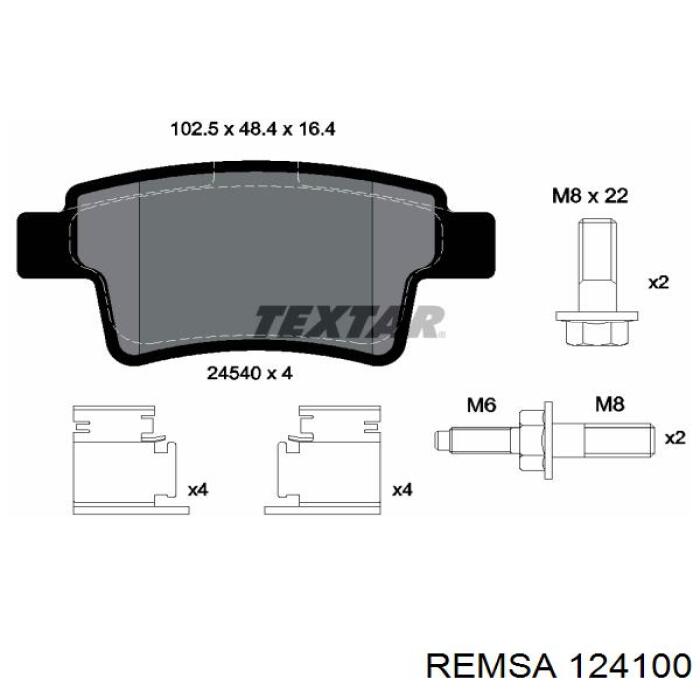 Задні гальмівні колодки Remsa 124100 ціна, від 23.30 USD