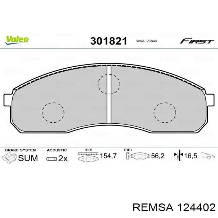 Передні тормозні колодки 124402 Remsa