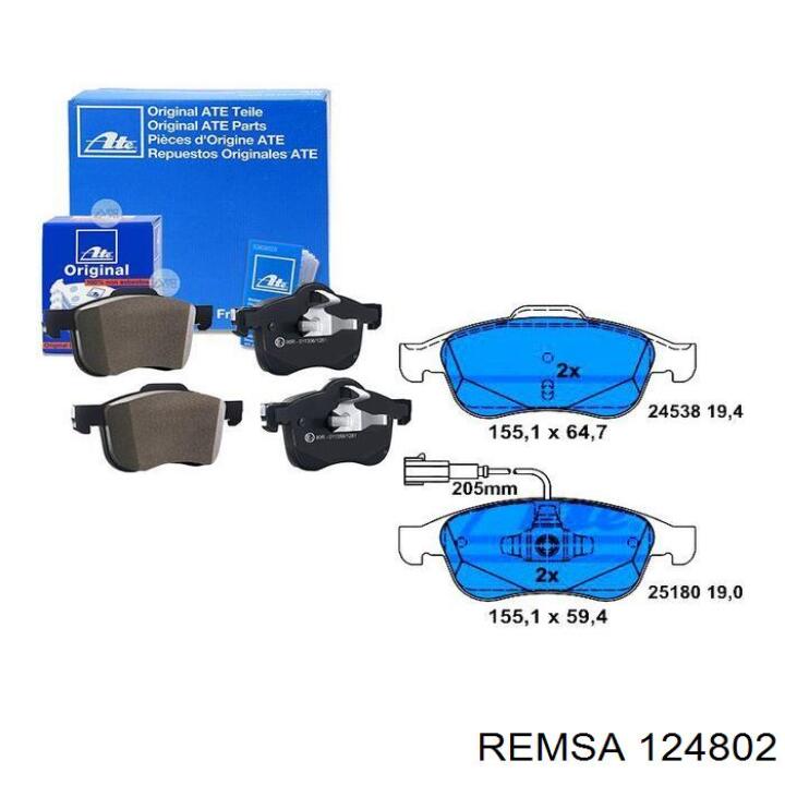 Передні тормозні колодки 124802 Remsa