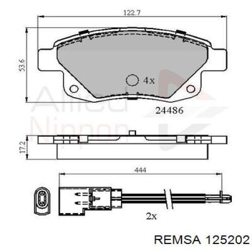 125202 Remsa Колодки гальмівні задні, дискові