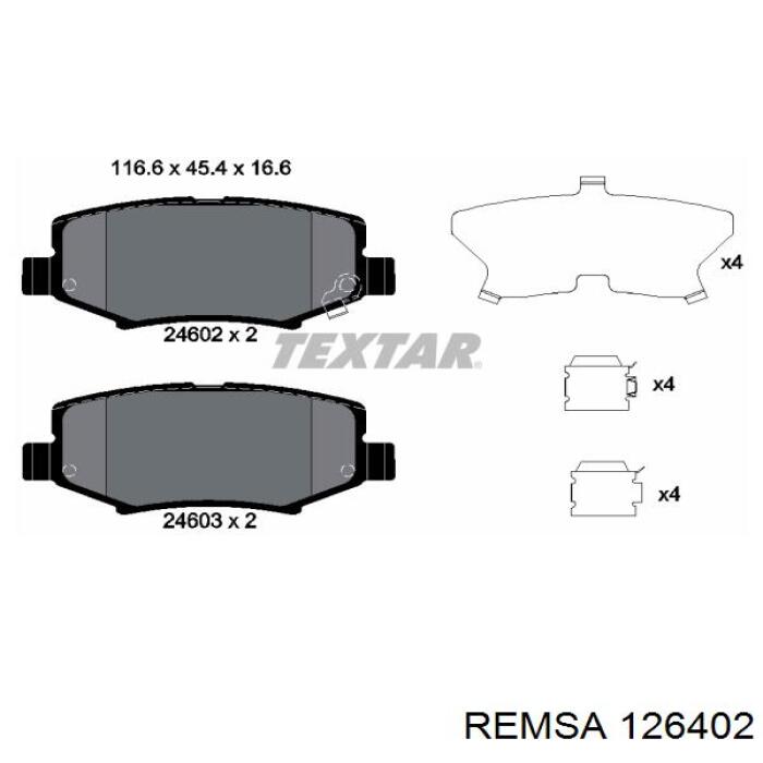 Задні гальмівні колодки Remsa 126402 ціна, від 25.62 USD