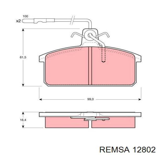 Колодки гальмівні передні, дискові 12802 Remsa