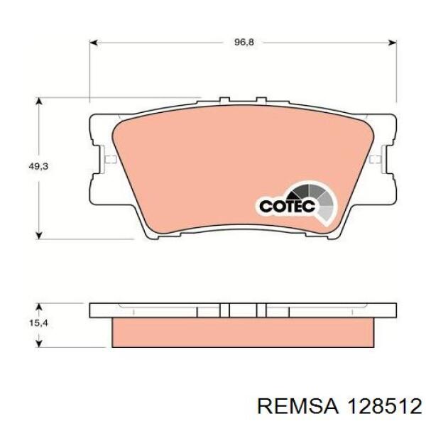 Колодки гальмові задні, дискові 128512 Remsa